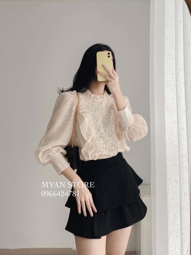 Chân váy lót quần xếp ly 2 tầng ( 417 )