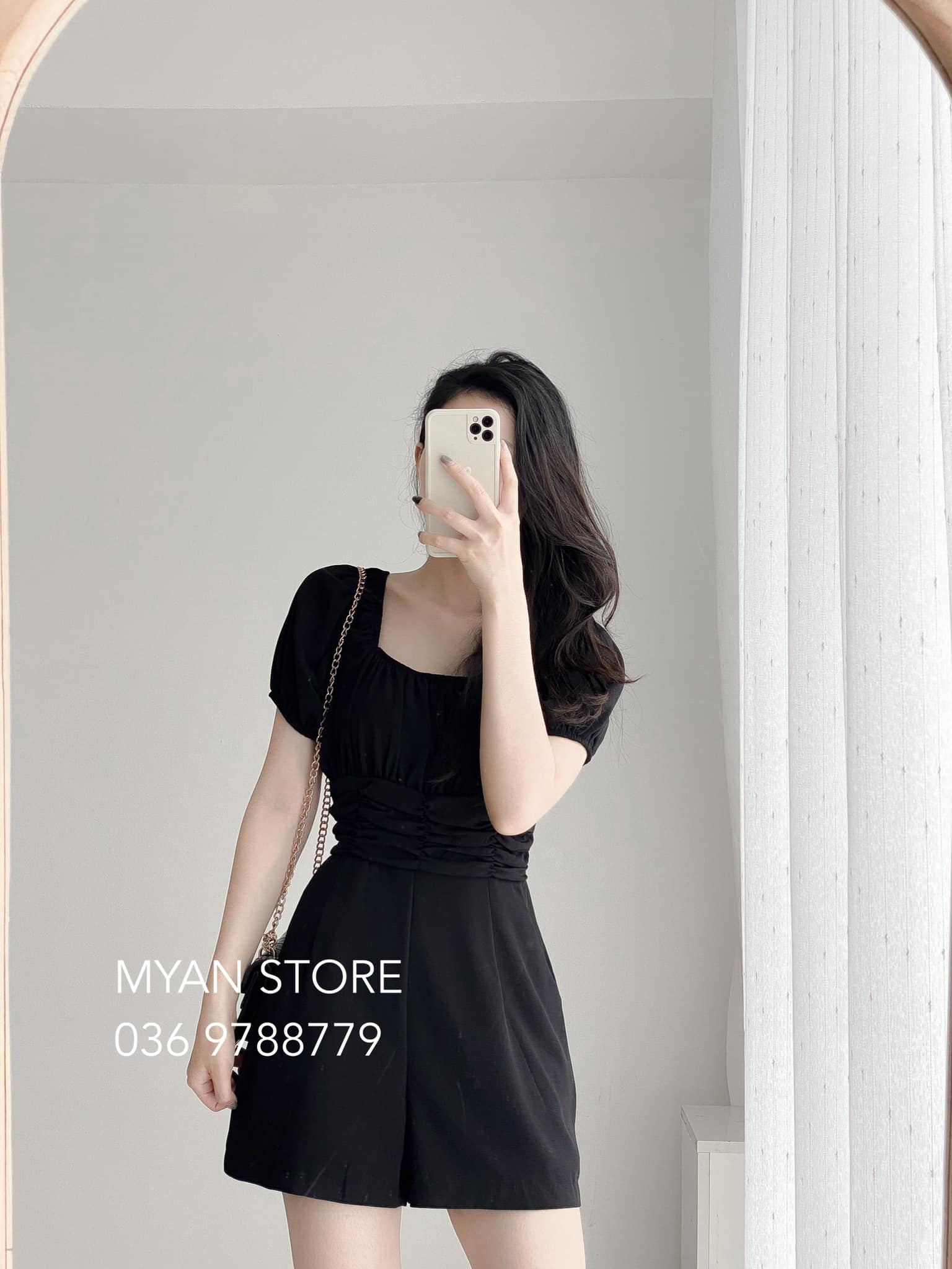 Jum cổ vuông nhún eo JS (4m-839)