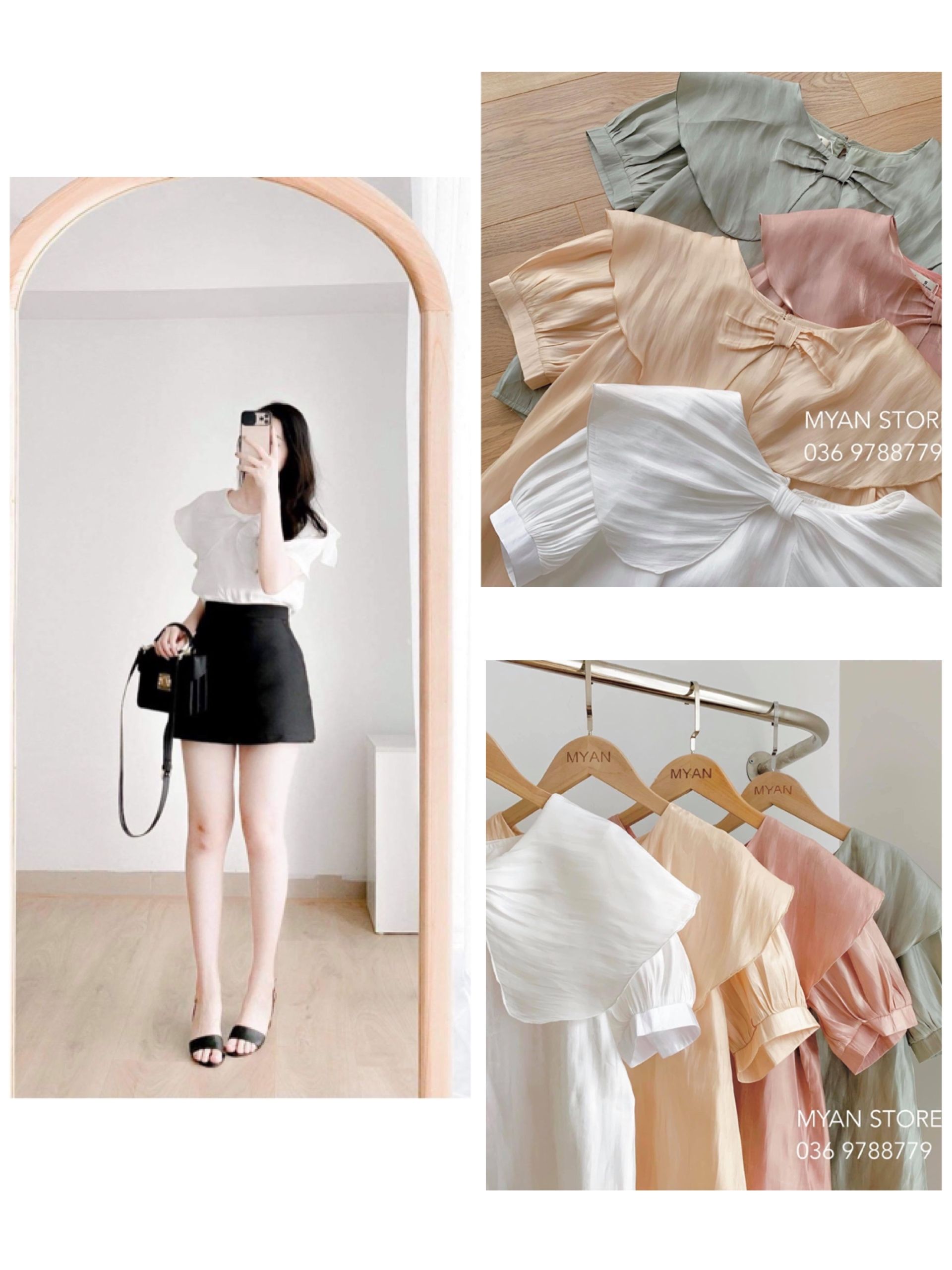 Áo organza cổ nơ (4m)