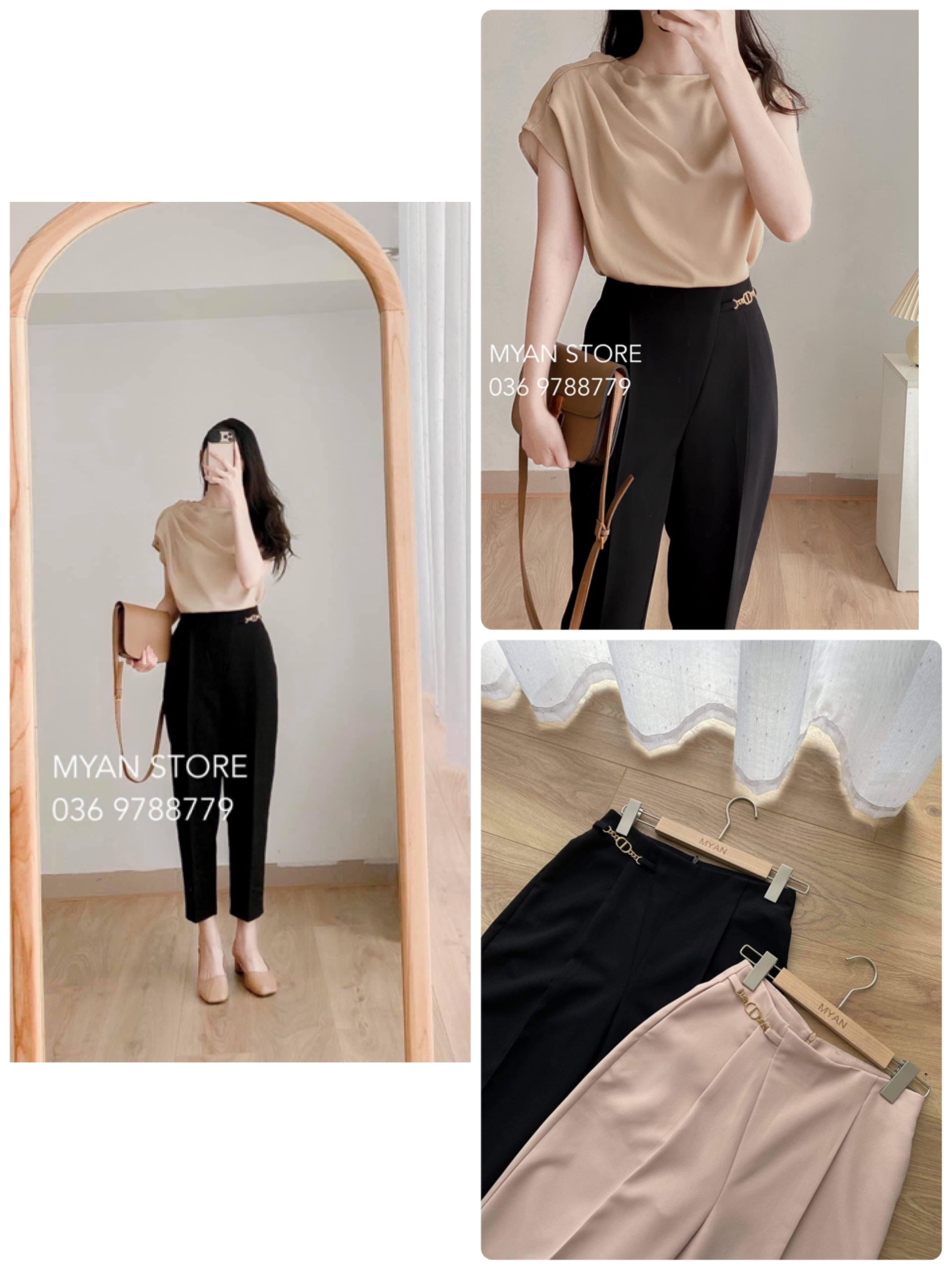 Quần baggy ly giữa phối móc xích cạp