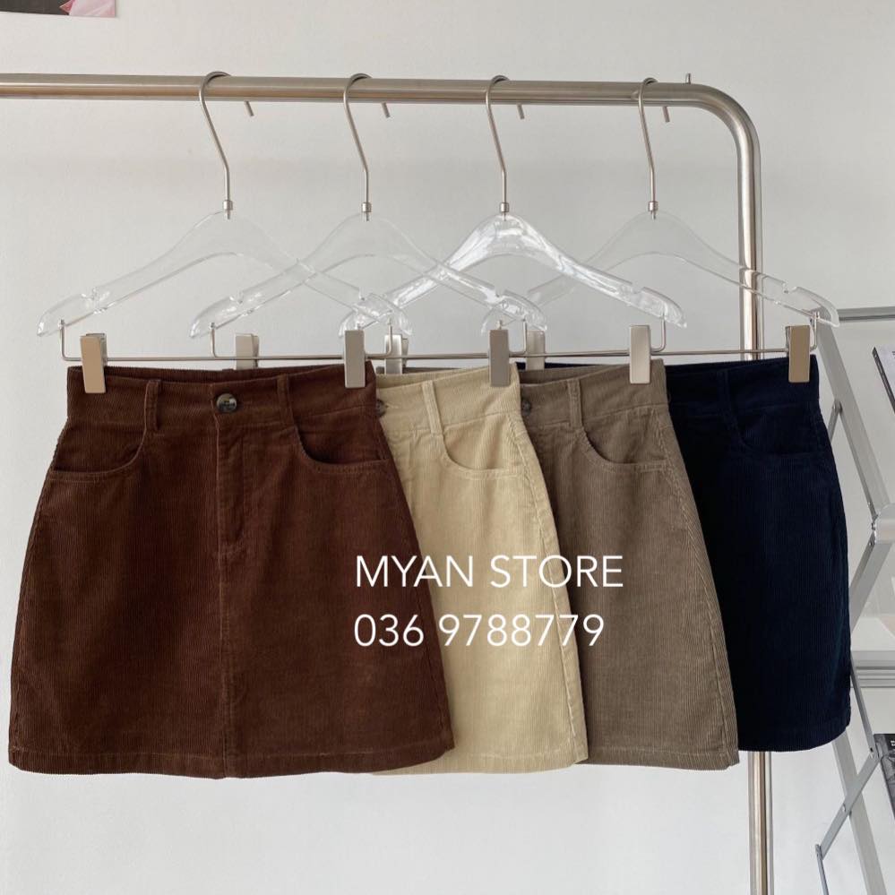 Chân váy chữ A nhung tăm (4m-806092)