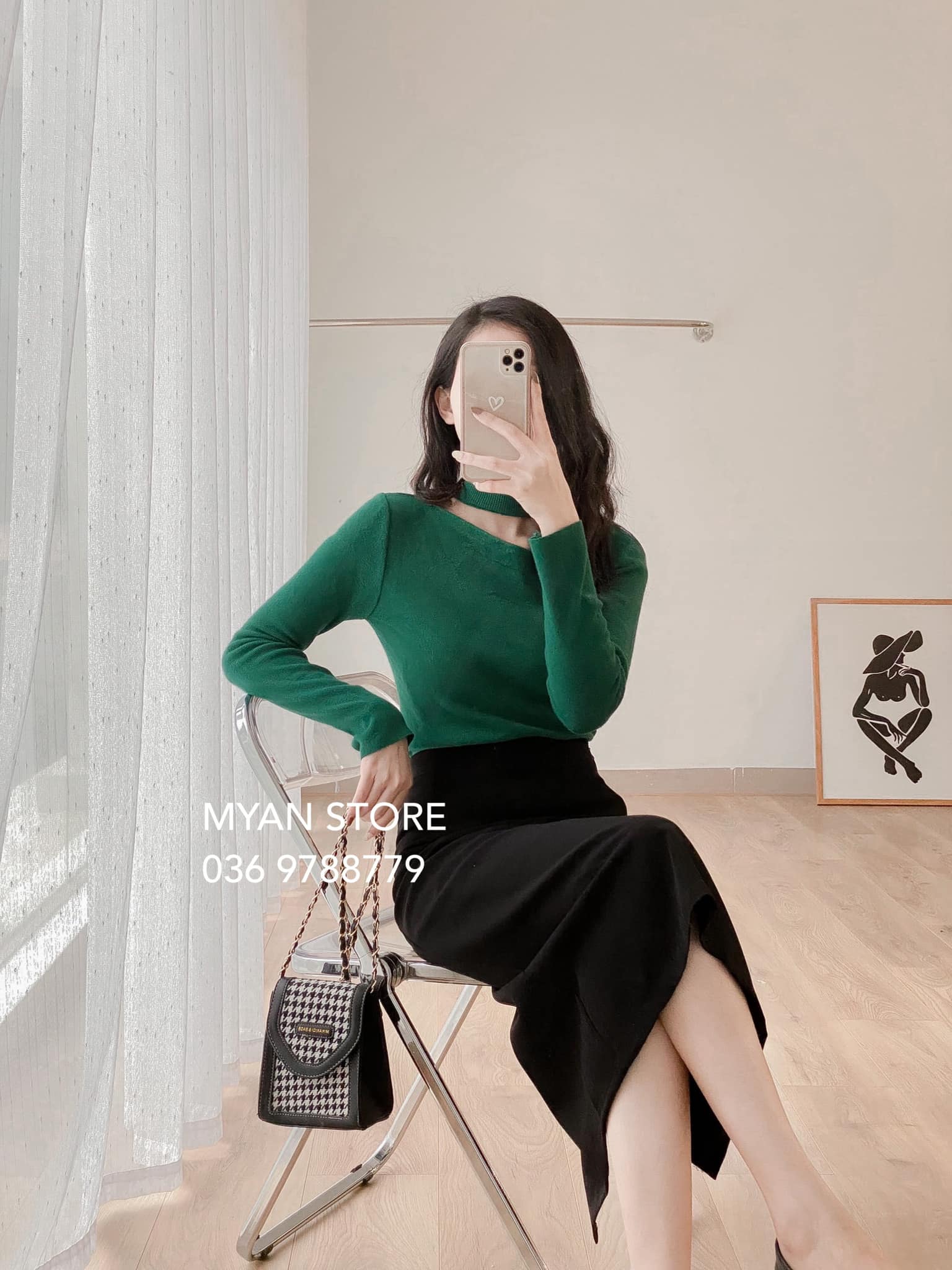 Áo len hở cổ dài tay (5m-731)