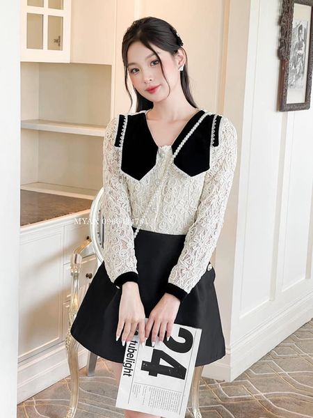 Áo ren phối cổ