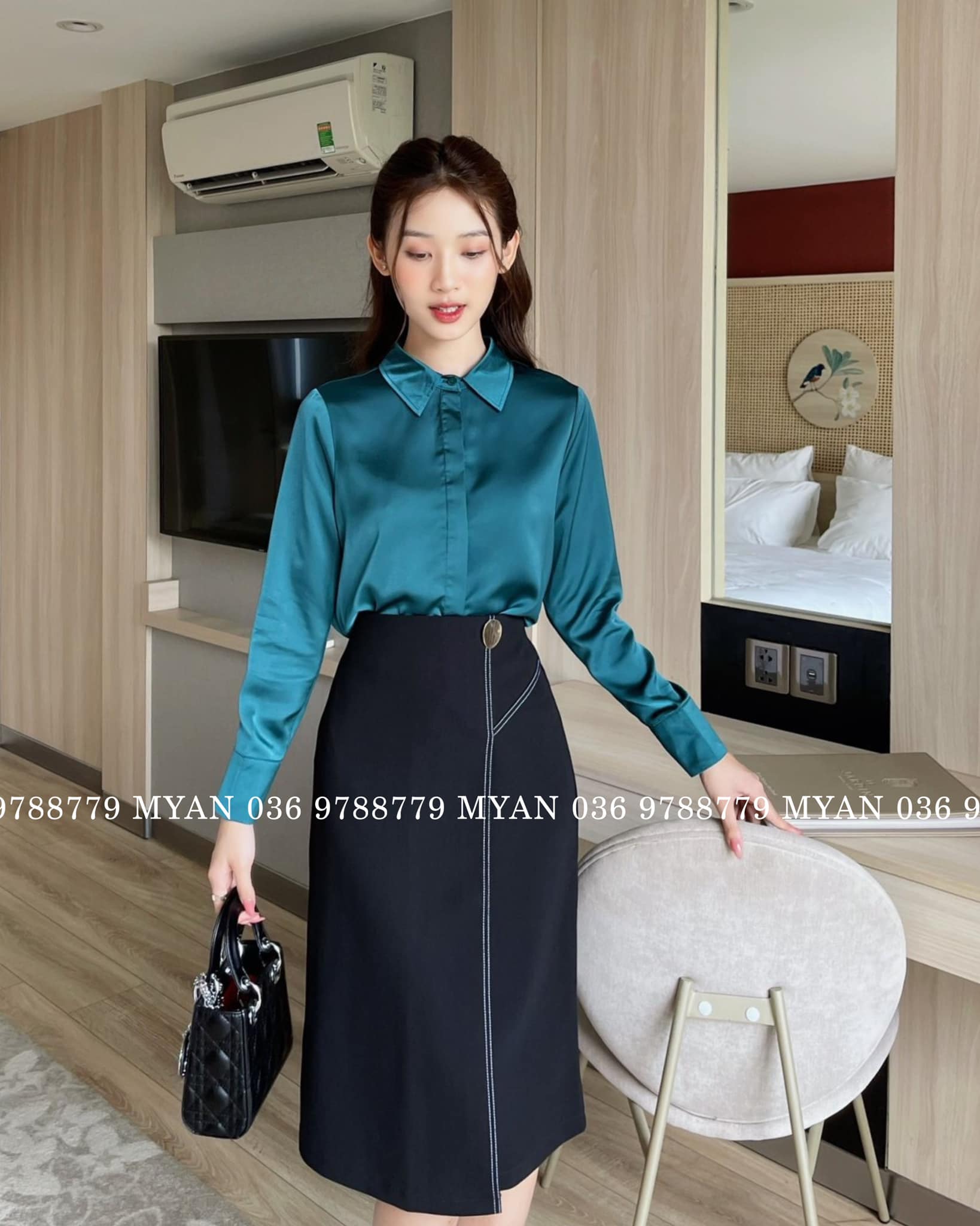 Chân váy chỉ nổi 1 cúc to (2m)