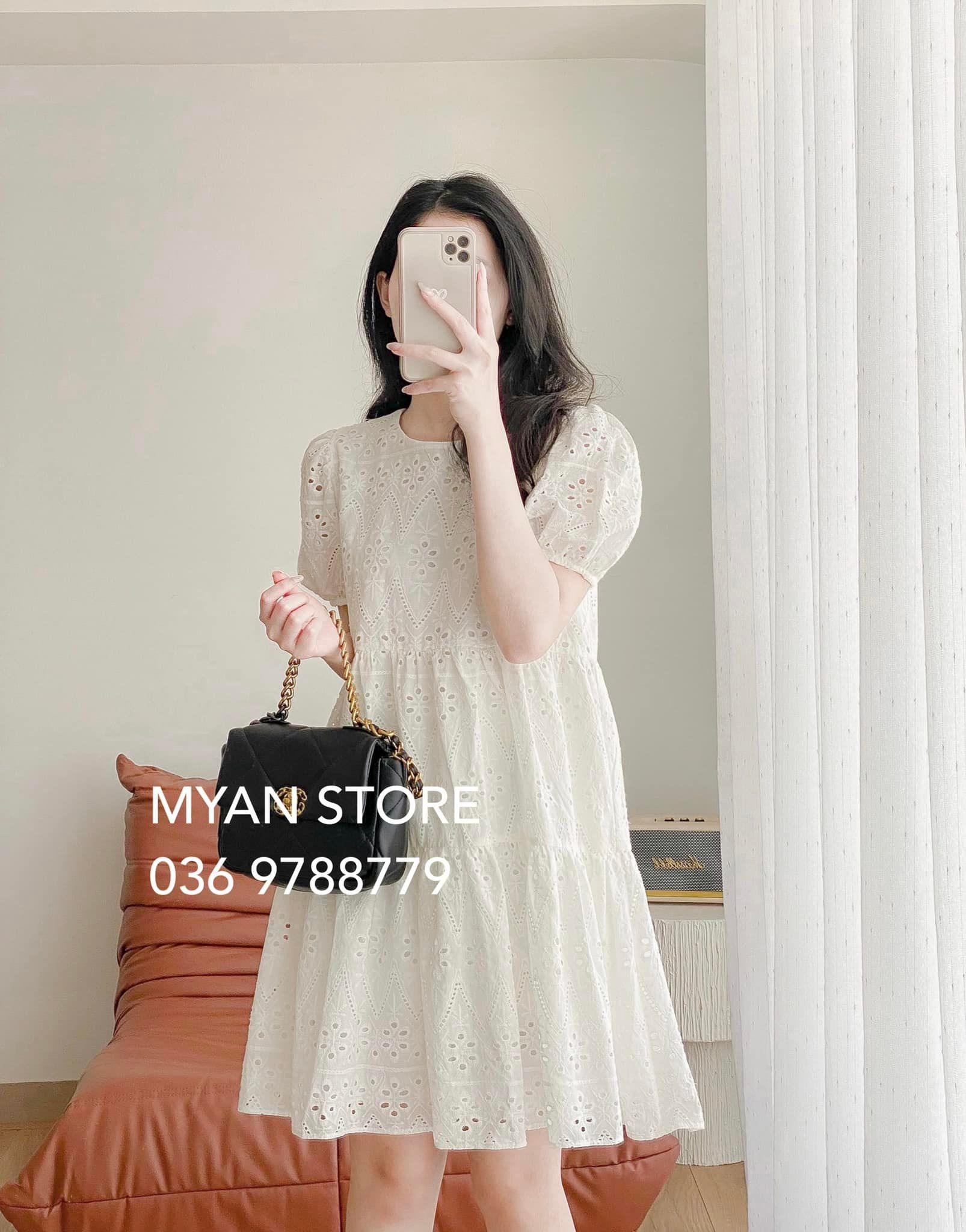 Váy ren hoa babydoll 2 tầng bèo (2m)
