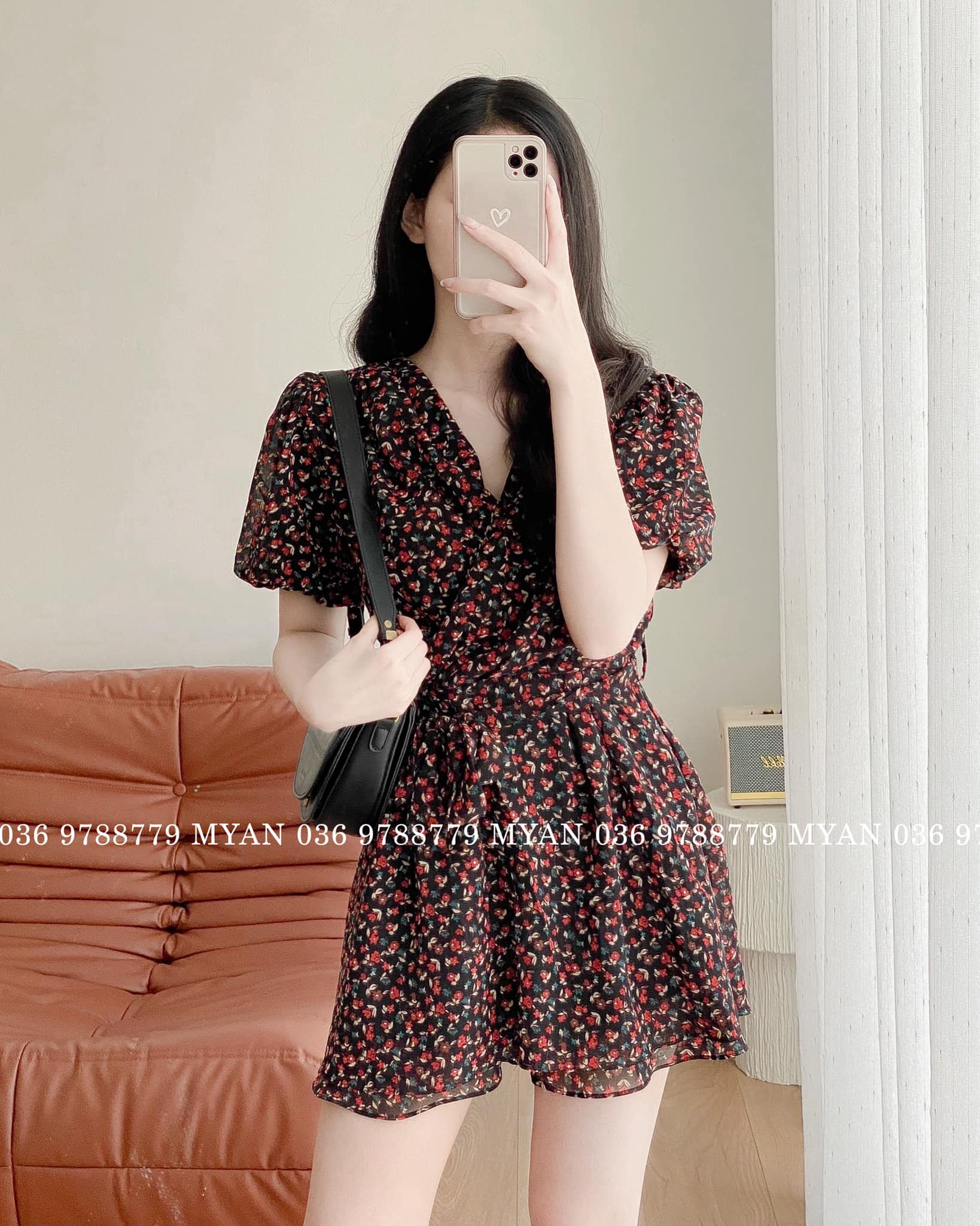 Jump hoa cổ V tay chuông (2m)
