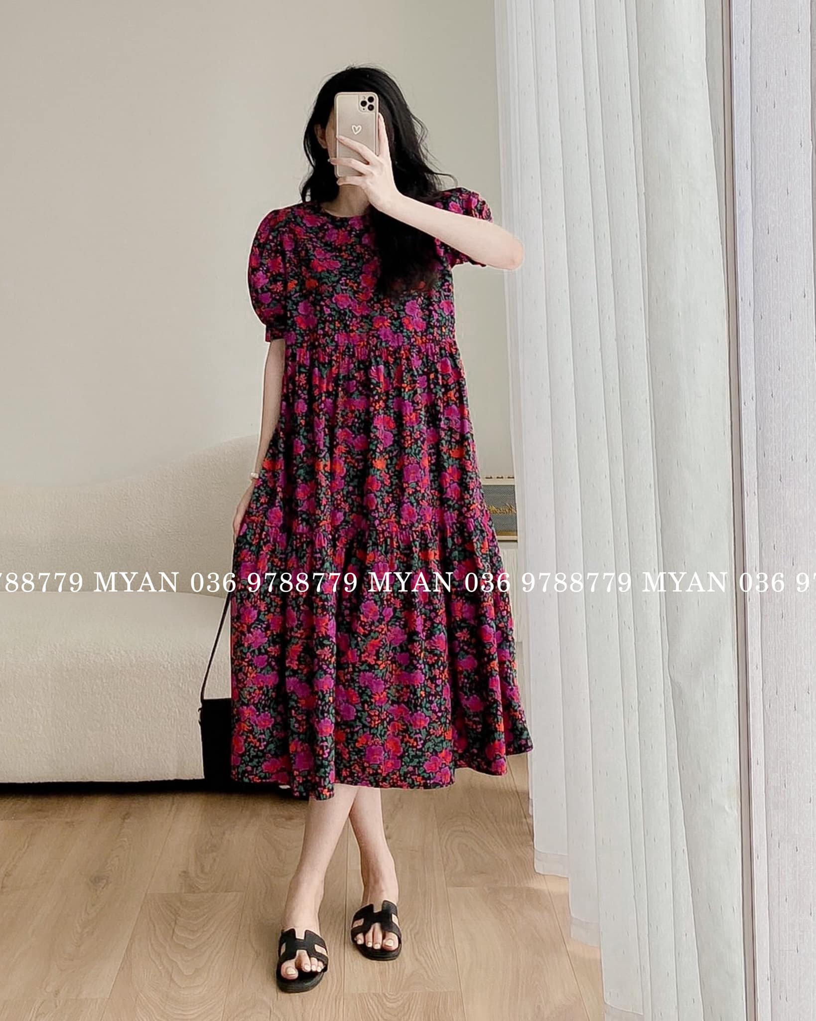 Váy hoa babydoll 2 tầng