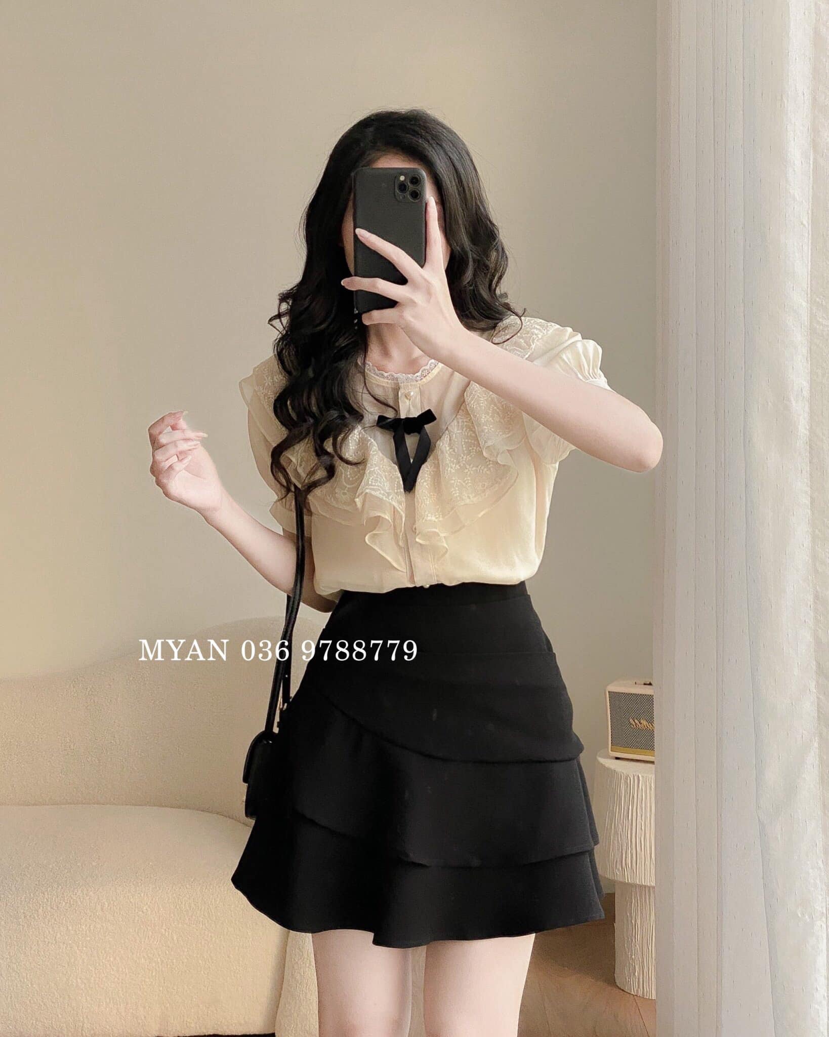 Áo phối ren, bèo tam giác 2 tầng (2m)