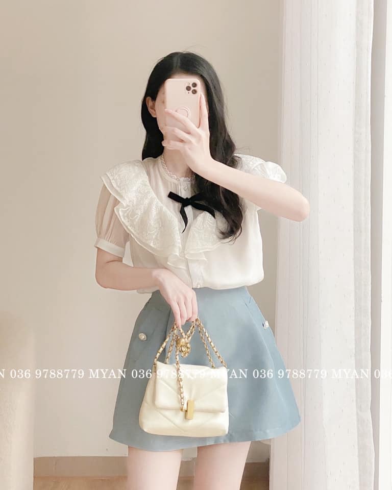 Áo phối ren, bèo tam giác 2 tầng (2m)