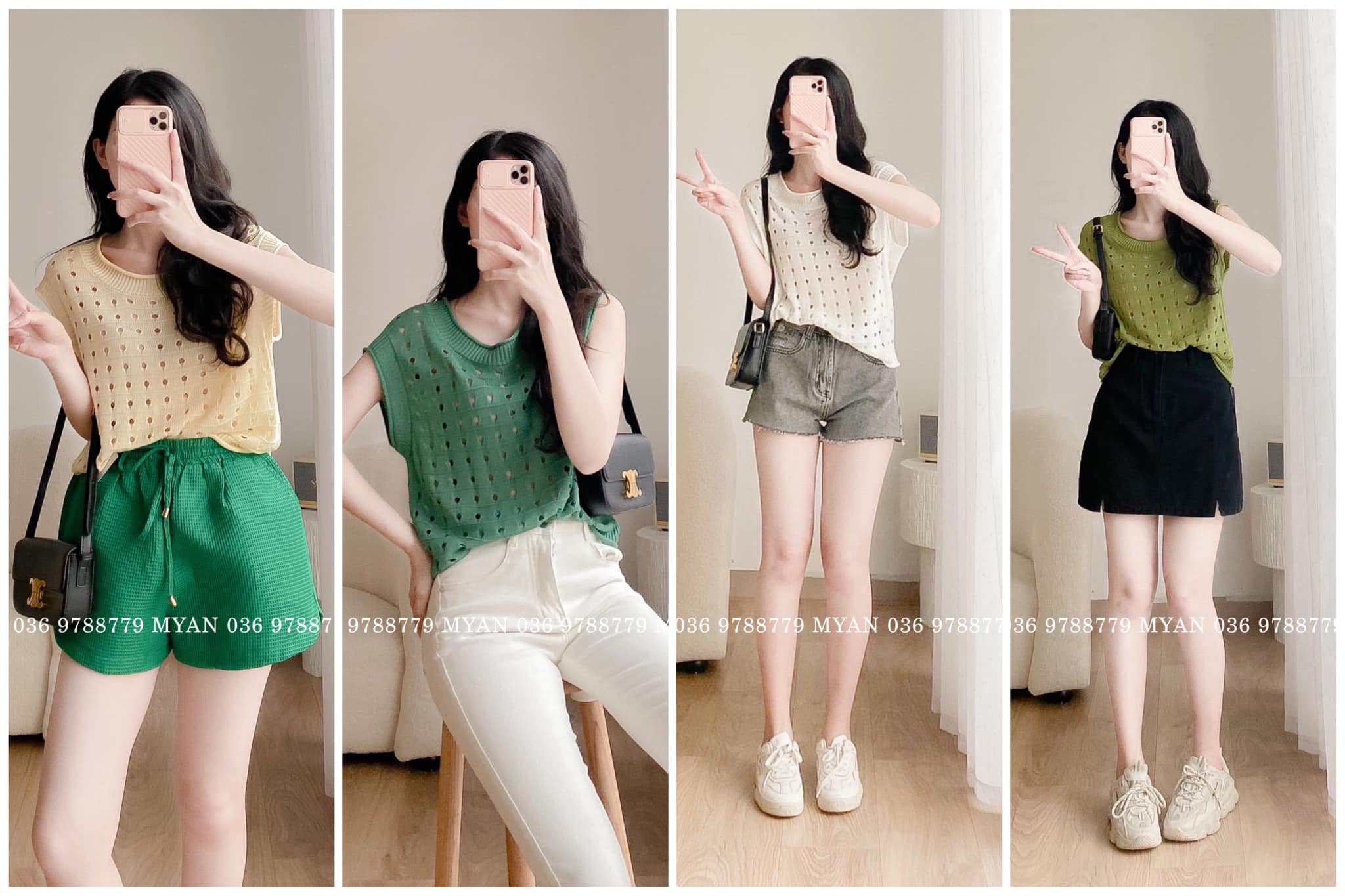 Áo len hè 3 lỗ xoăn viền