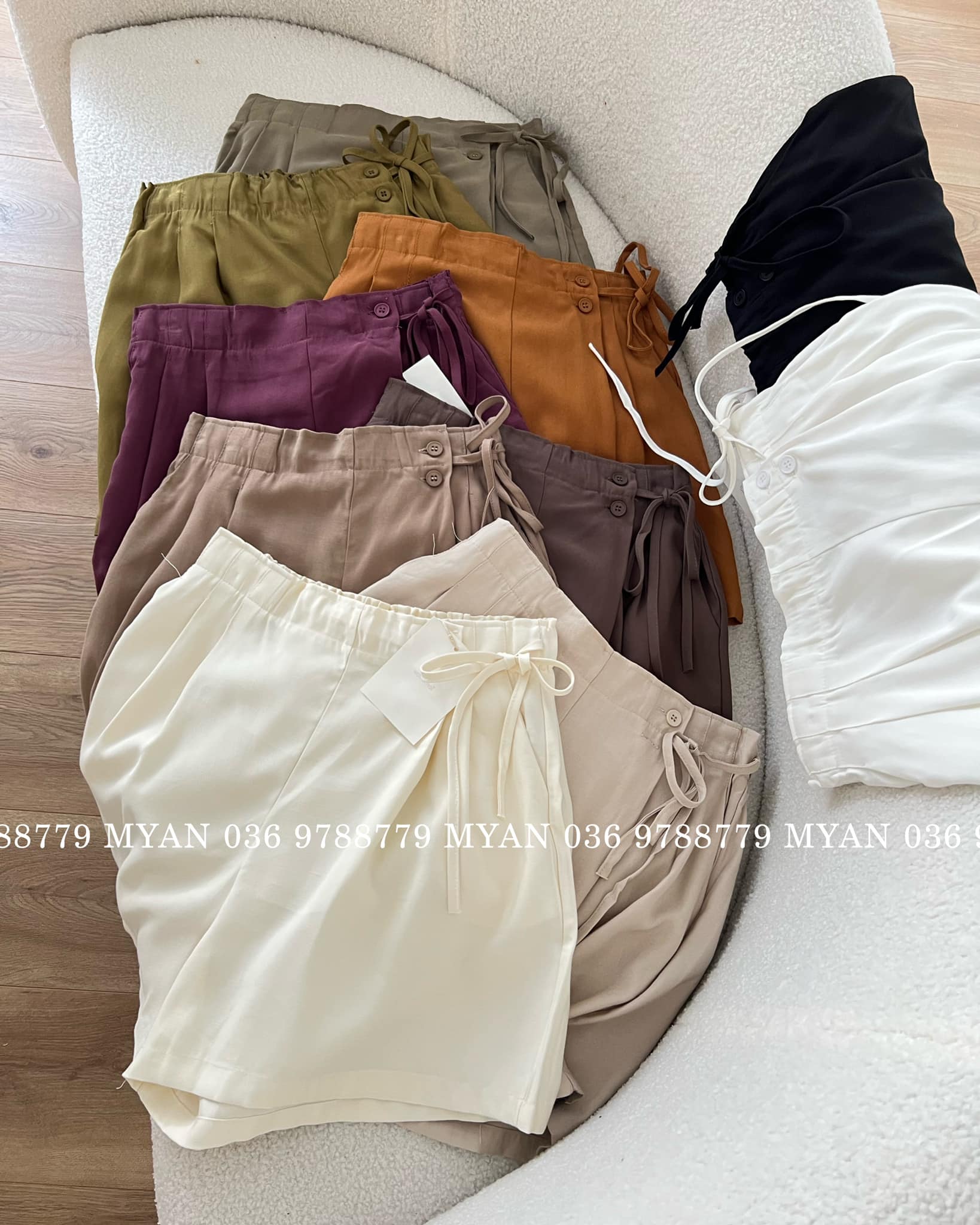 Quần sooc 2 cúc lệch, buộc dây chun sau(10m-715)