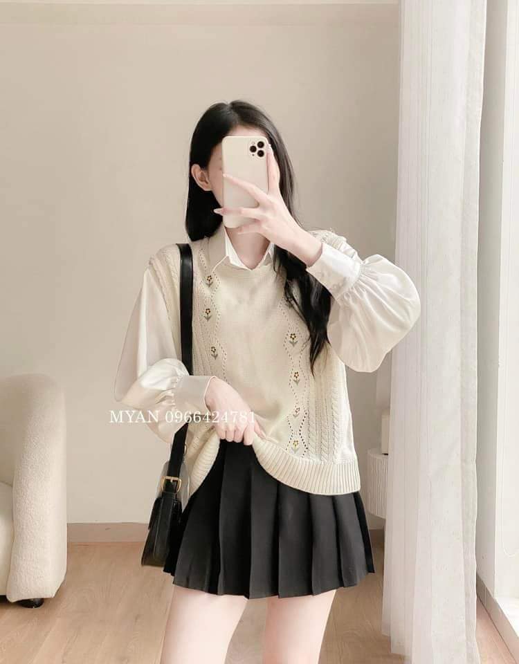 Chân váy xếp ly to dáng ngắn(505)