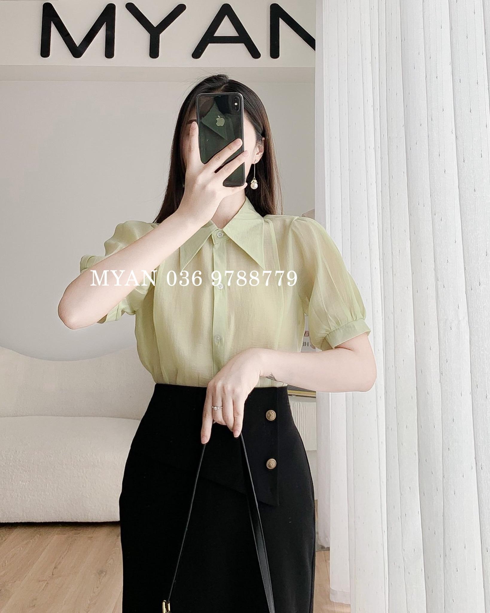 Sơ mi tơ cổ nhọn bo tay