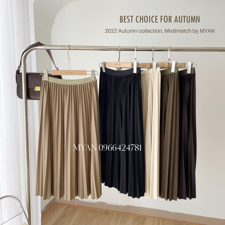 Chân váy xòe xếp ly dáng dài( 2302)