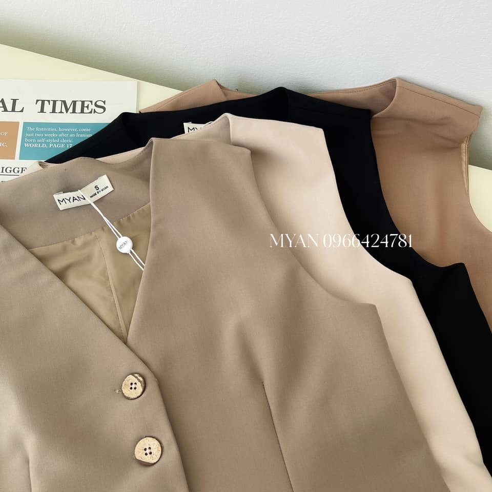 Áo gile cổ tim 2 lớp