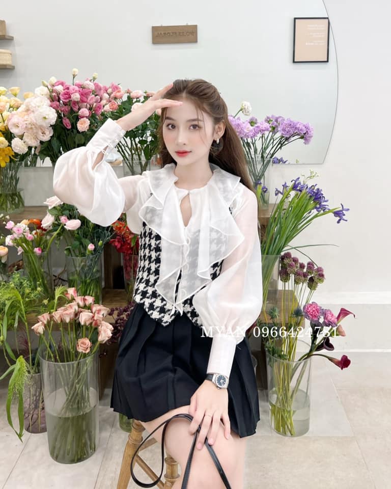 Áo gile dạ cổ V 3 cúc