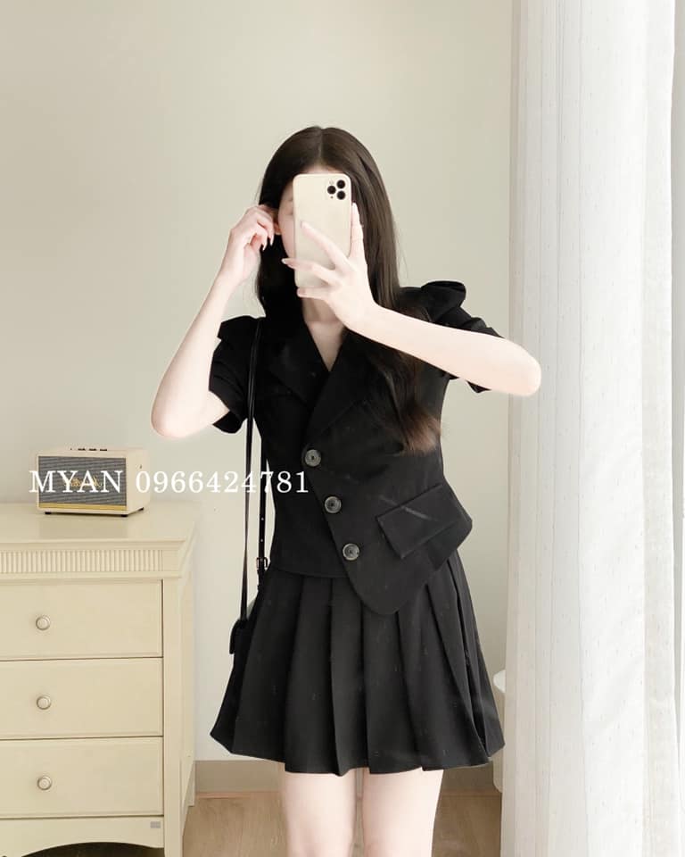 Set áo vạt lệch + chân váy