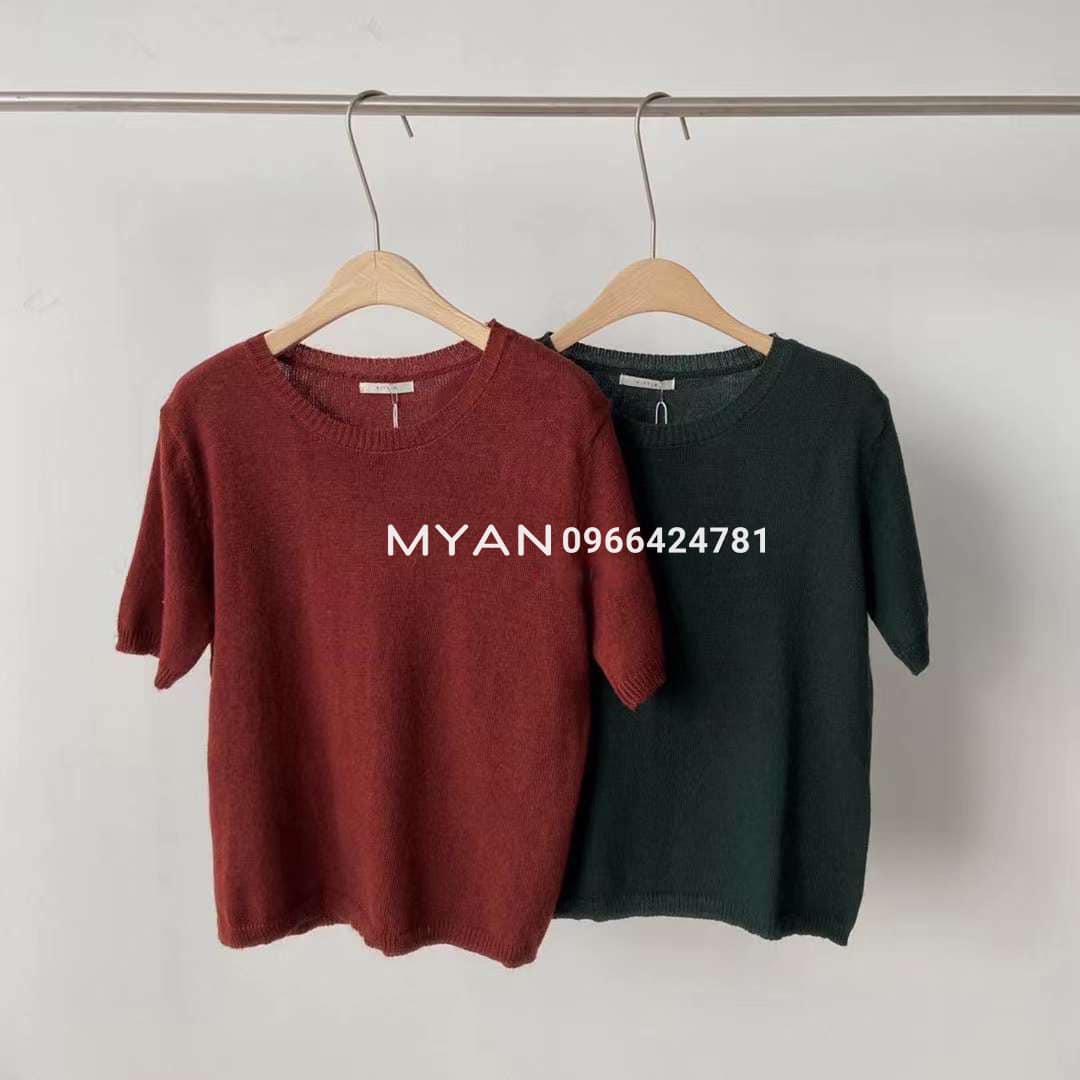 Áo len mỏng cộc tay bo gấu