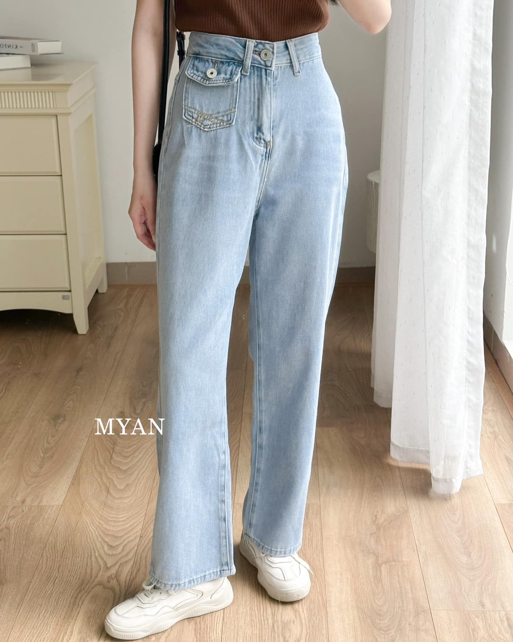 Quần jean ống đứng túi nắp Fanegu( 5089)