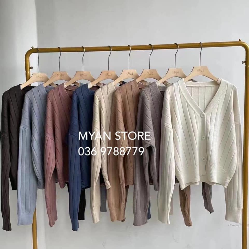 Áo cadigan len gân dọc 3 cúc (9022)