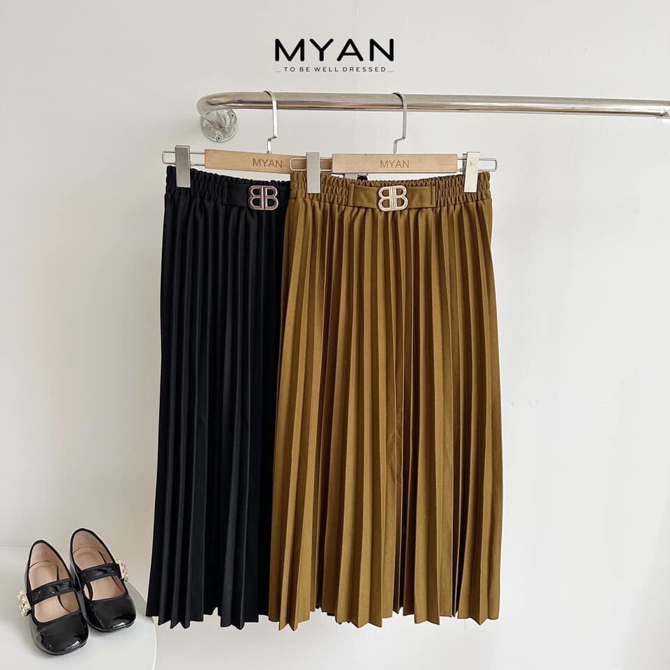 Chân váy xếp ly phối đai cạp chun( 6202)