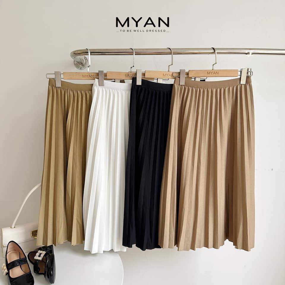 Chân váy midi xếp ly dáng dài( 2210)