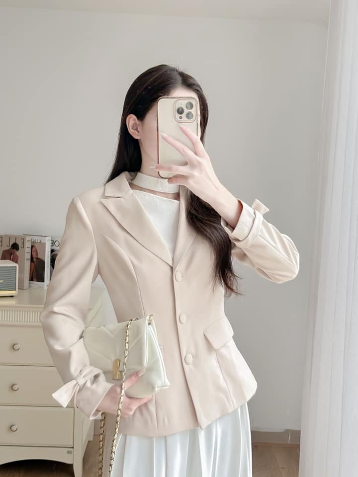 Áo vest đệm vai nơ tay