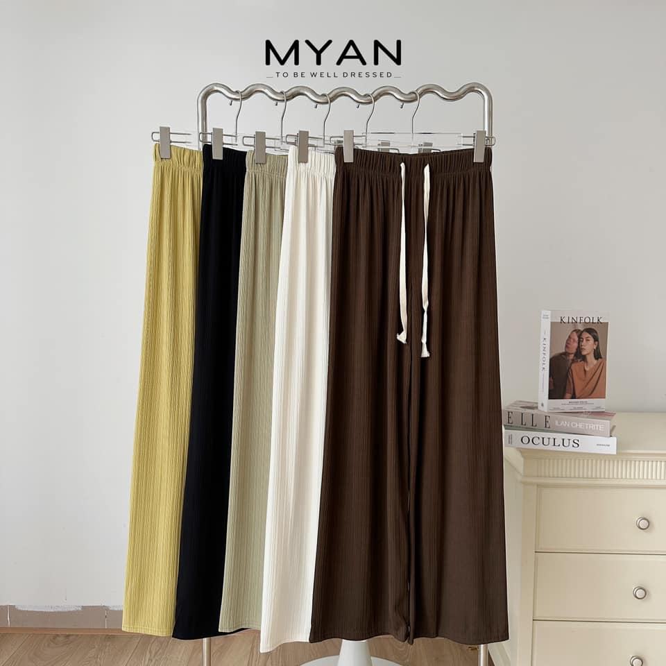 Quần suông tăm cạp chun dây rút eo( 8635)