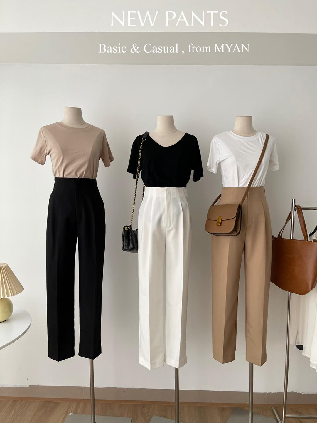Quần baggy cạp cao 2 ly trước