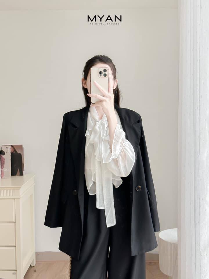Khoác blazer cổ V 1 lớp 2 nắp túi