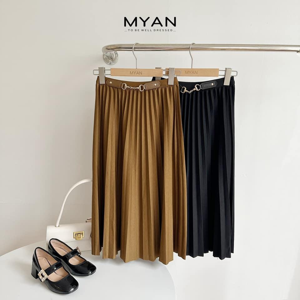 Chân váy xếp ly đai móc( 1129)