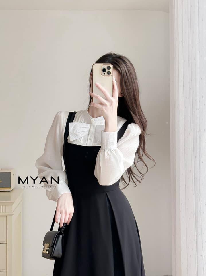 Váy yếm 2 dây xếp ly