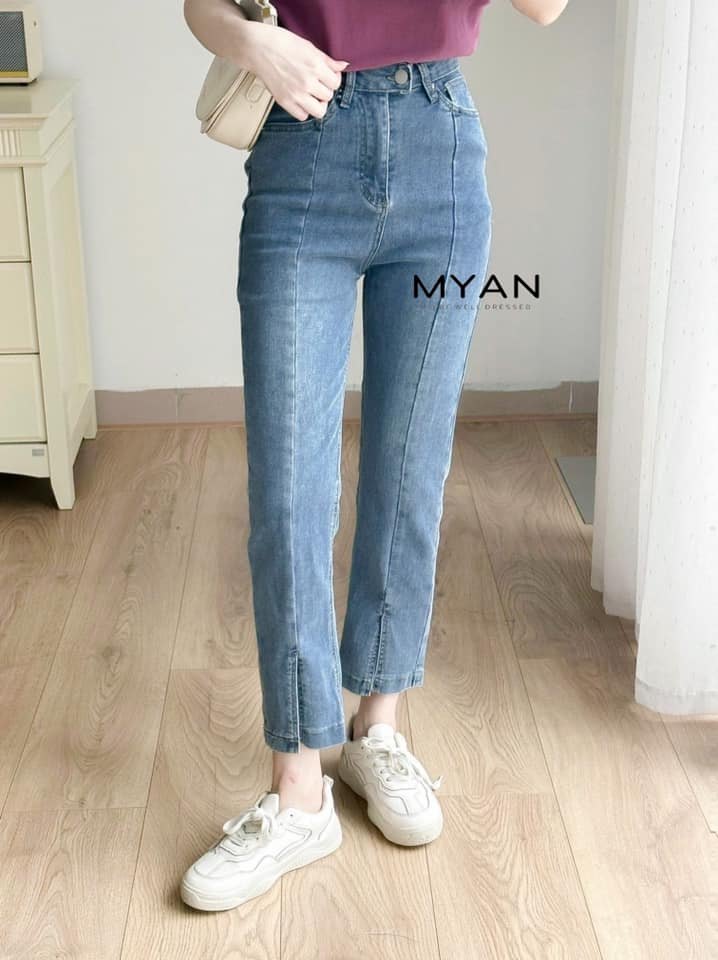 Quần jean ống đứng xẻ trước Fanegu( 5130)