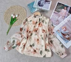 Áo sơ mi hoa buộc nơ sau