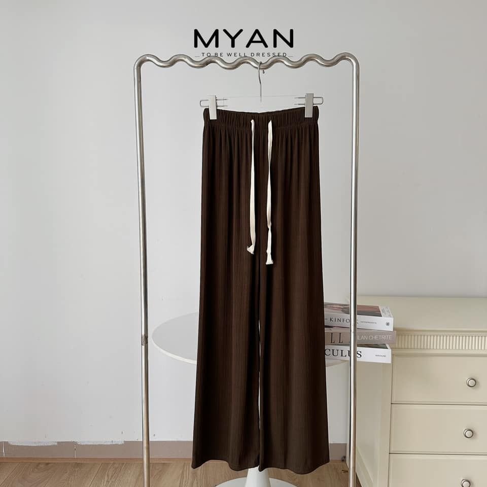 Quần suông tăm cạp chun dây rút eo( 8635)