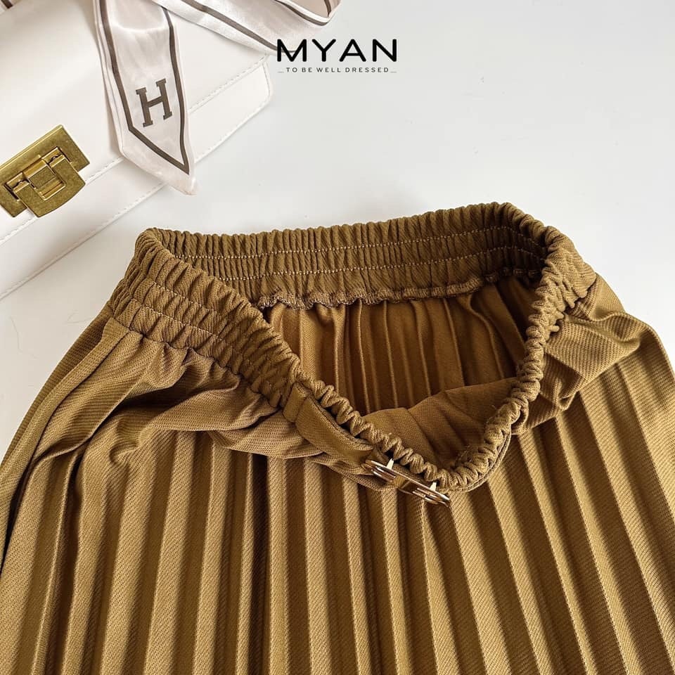 Chân váy xếp ly phối đai cạp chun( 6202)