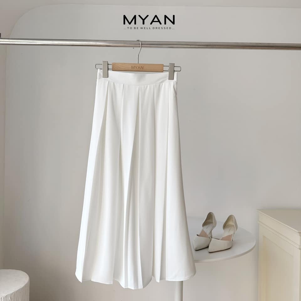Chân váy xếp ly dáng dài bản to cạp chun sau( 3301)