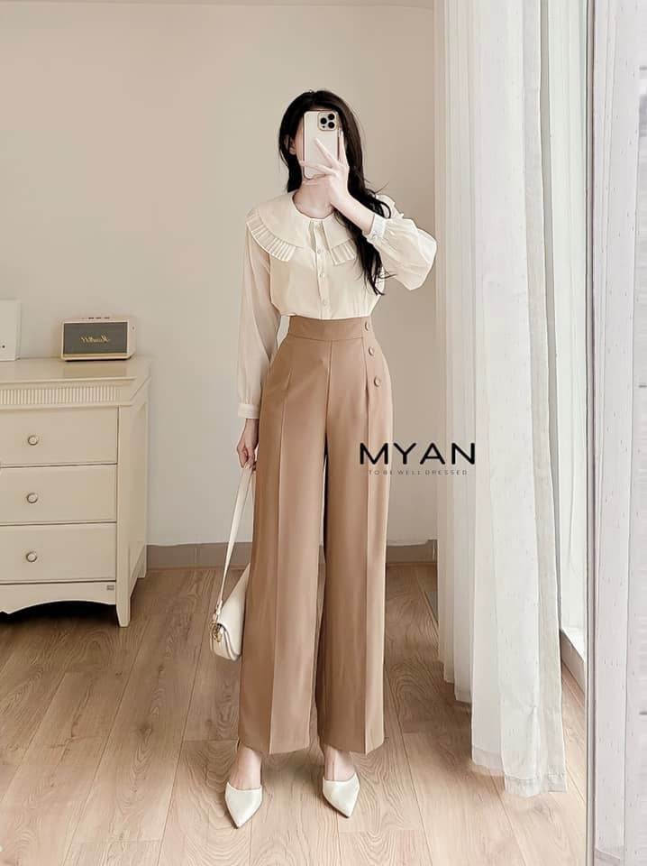 Áo tơ cổ sen cúc ngọc xếp ly