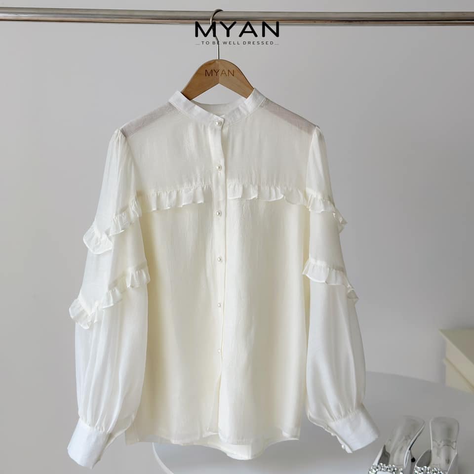 Áo sơ mi cổ tàu bèo tay + ngực