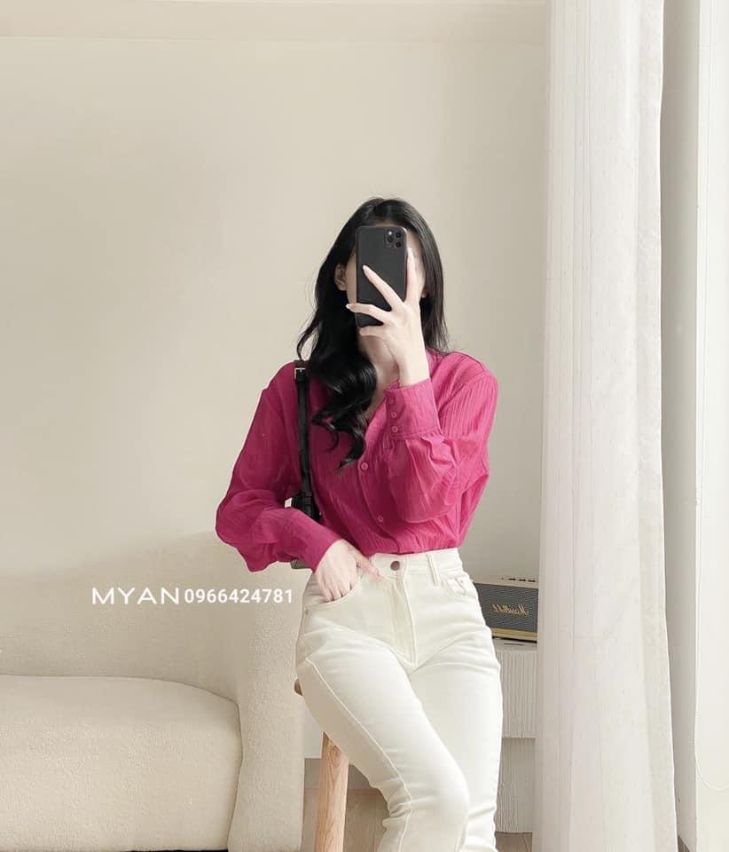 Sơ mi tơ nhăn, cổ đức đuôi tôm