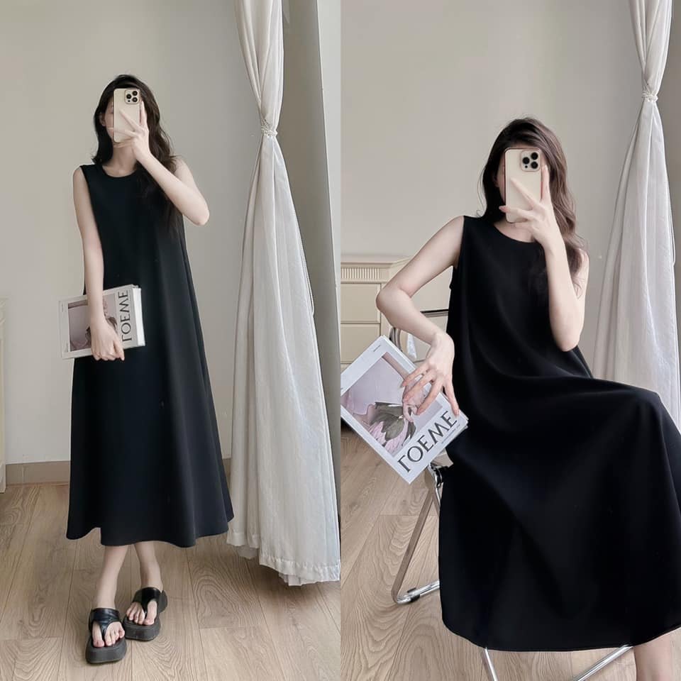 Váy suông cổ tròn sát nách