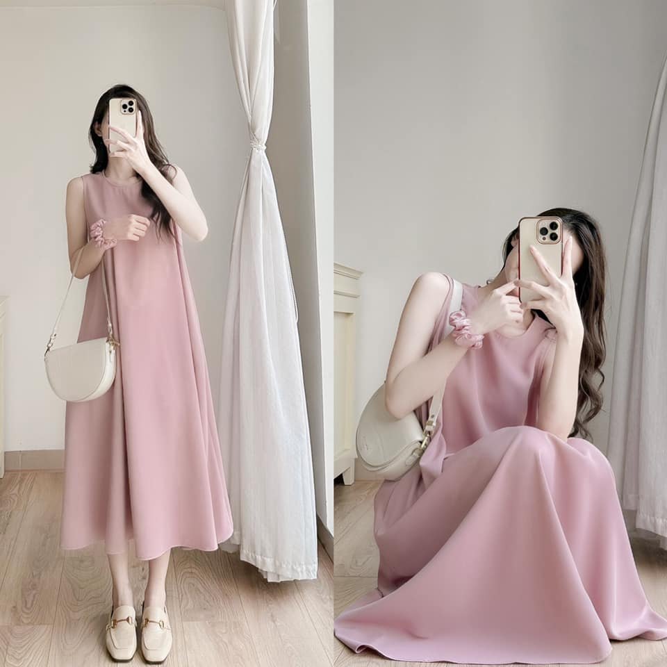 Váy suông cổ tròn sát nách