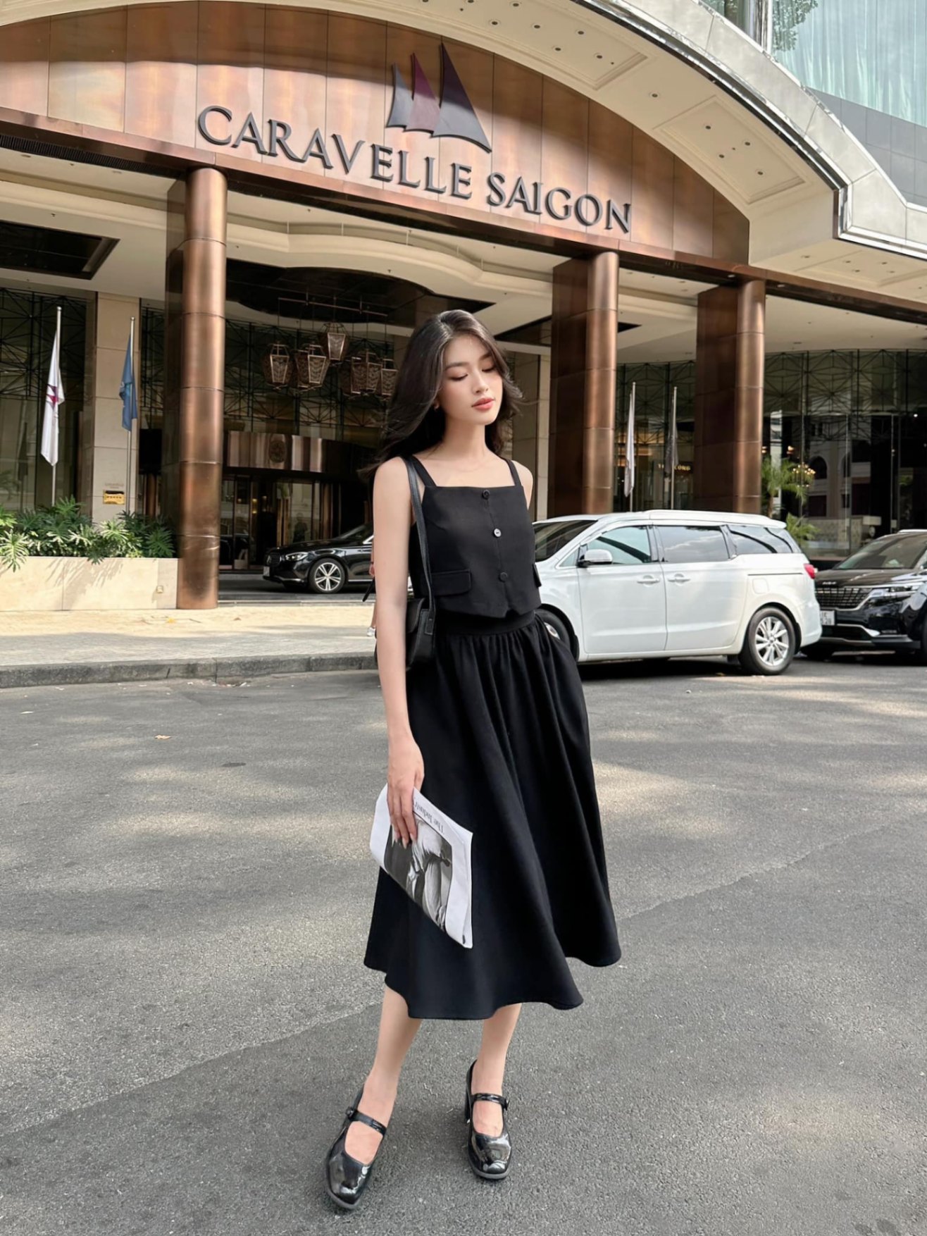 Chân váy xòe dáng dài basic