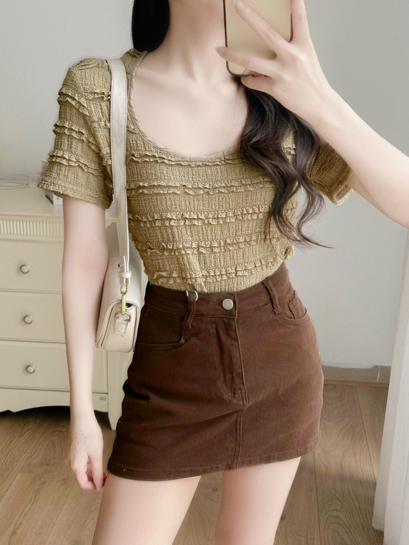 Chân váy chữ A kaki basic( 919050)