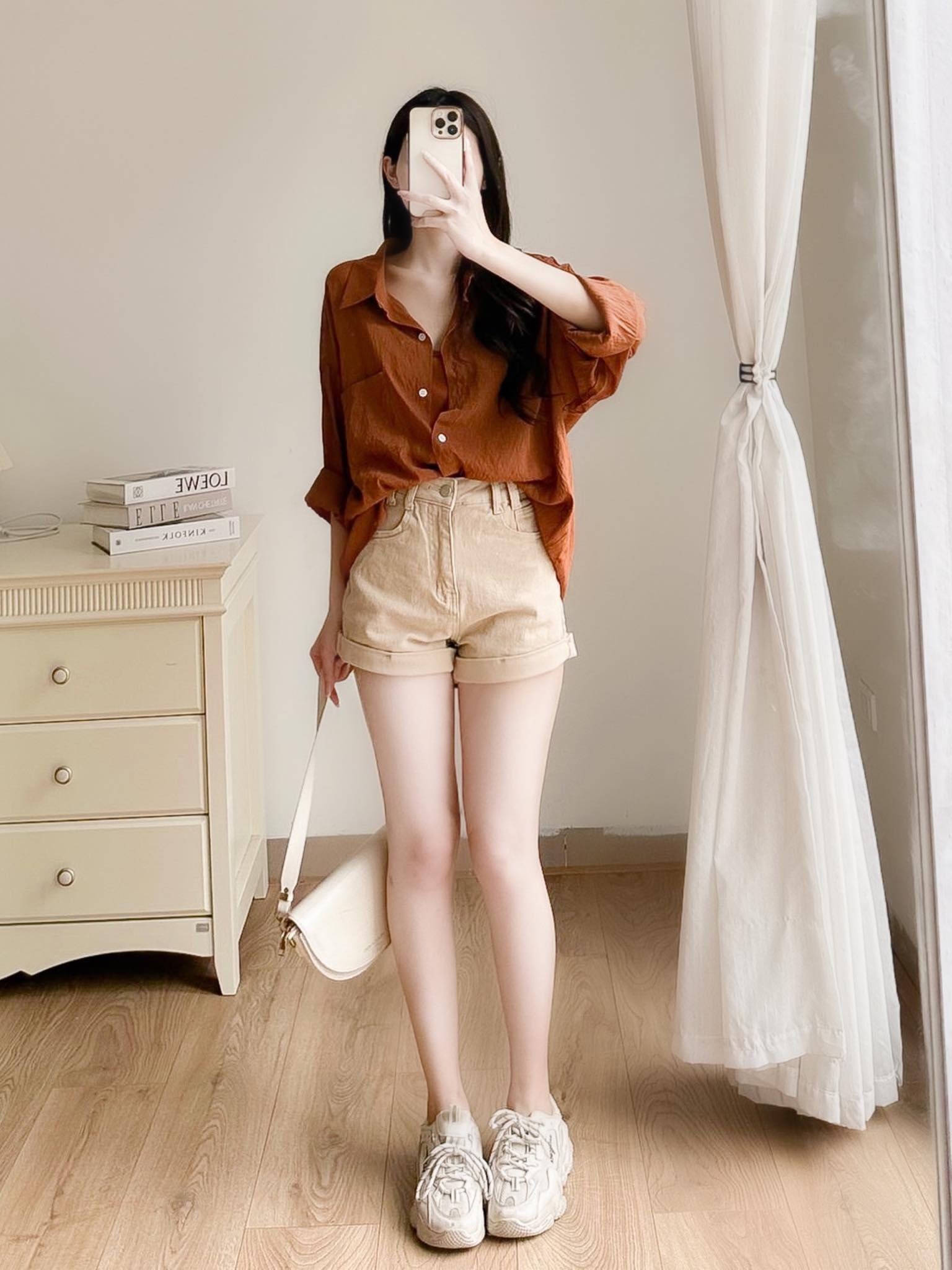 Quần sooc kaki gập gấu kèm belt( 909128)