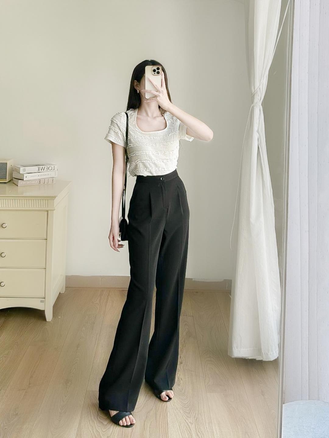 Quần suông ống loe 2 túi giả