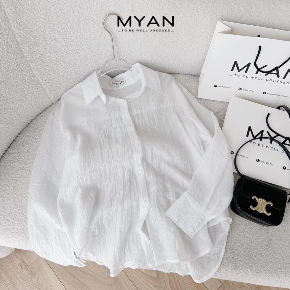Sơ mi tơ nhăn, cổ đức đuôi tôm