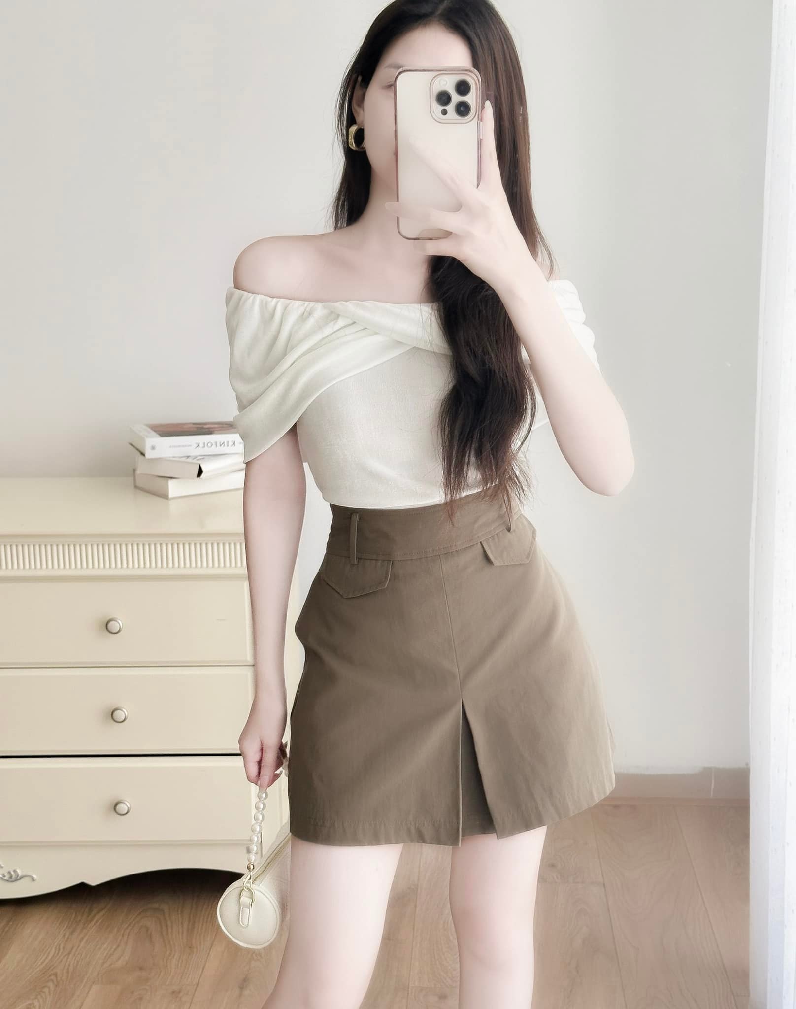 Chân váy chữ A 2 nắp túi