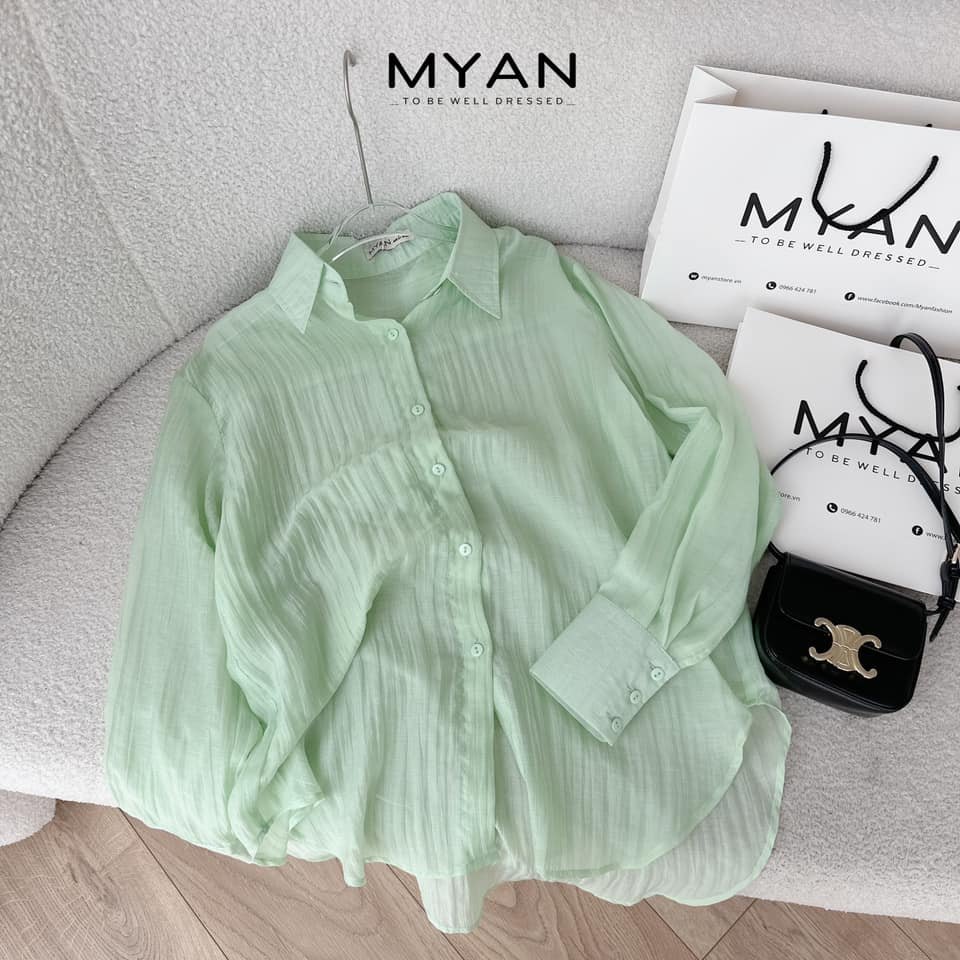 Sơ mi tơ nhăn, cổ đức đuôi tôm