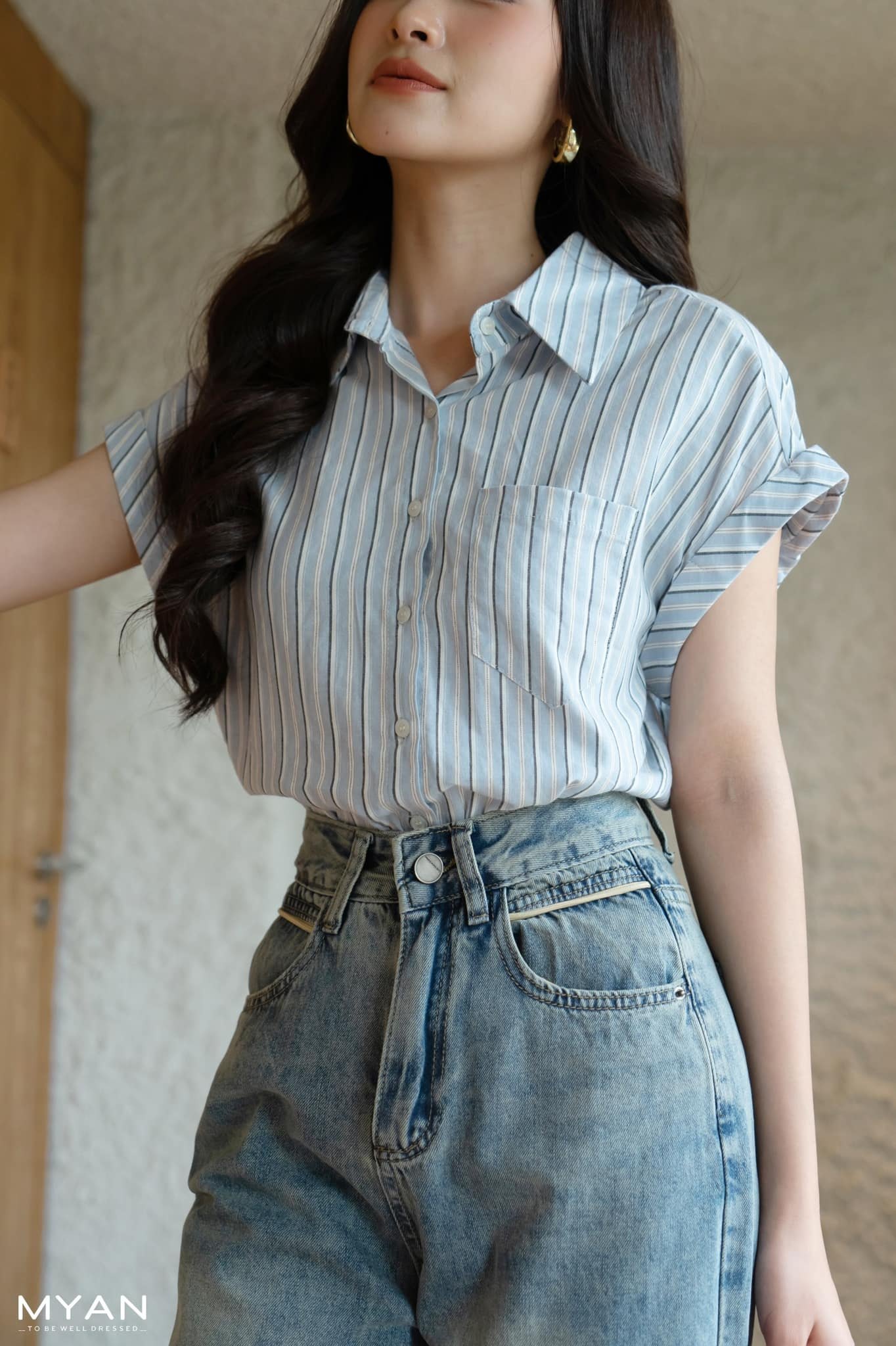 Sơ mi kẻ cổ đức tay cánh dơi( 2392)
